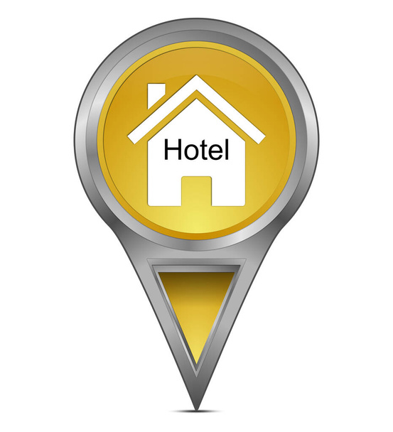 golden Map pointer with Hotel Symbol  illustration - Photo, Image