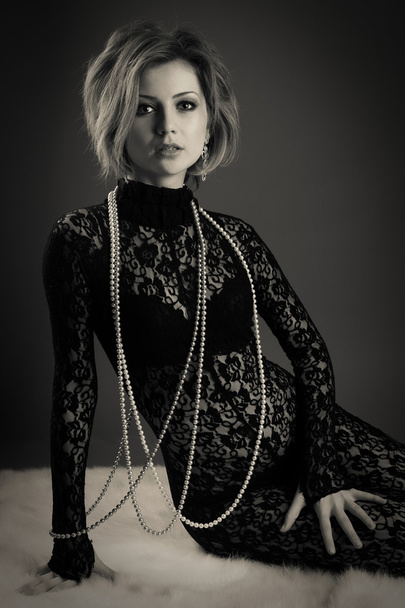 young blond beauty woman studio portrait - Фото, изображение