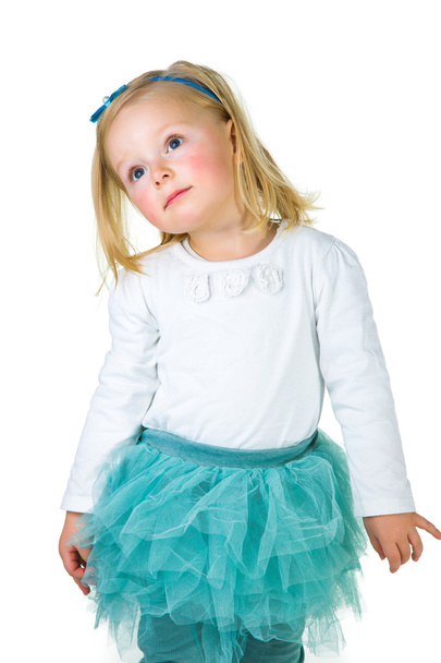 Cute preschool girl isolated on white - Φωτογραφία, εικόνα