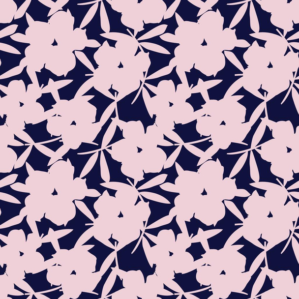 Pink Navy Floral botanical seamless pattern background suitable for fashion prints, graphics, backgrounds and crafts - Вектор,изображение