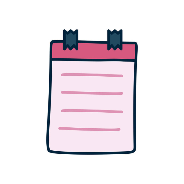 note with tape icon, line and fill style - Vector, Image