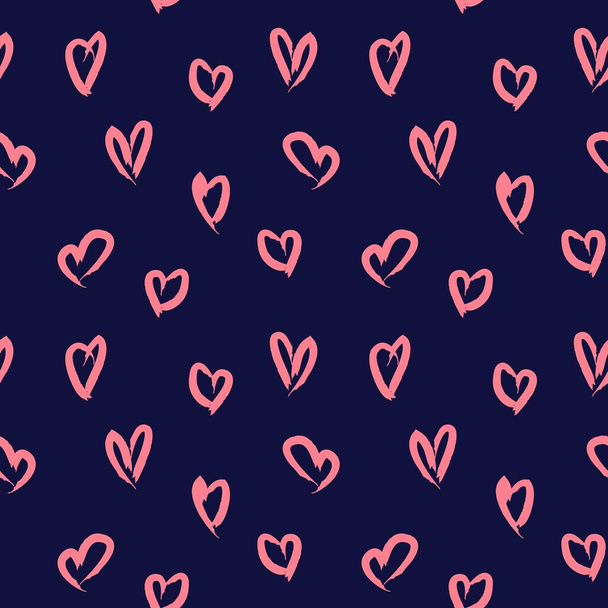 Pink Navy Heart shaped Valentine Day seamless pattern background for fashion textiles, graphics - Vektör, Görsel