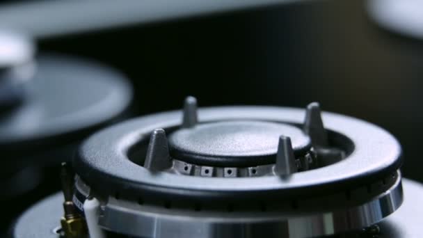 Close up on cooktop on gas cooker - Materiaali, video