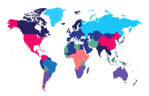 World map Info graphic, colorful borders. - Vector, Image