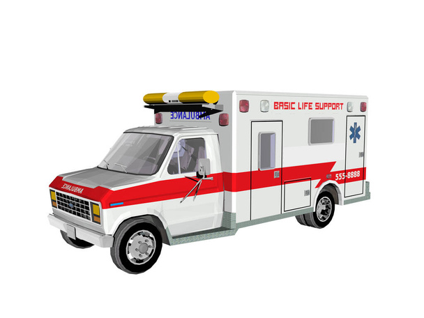 rode witte ambulance op straat - Foto, afbeelding