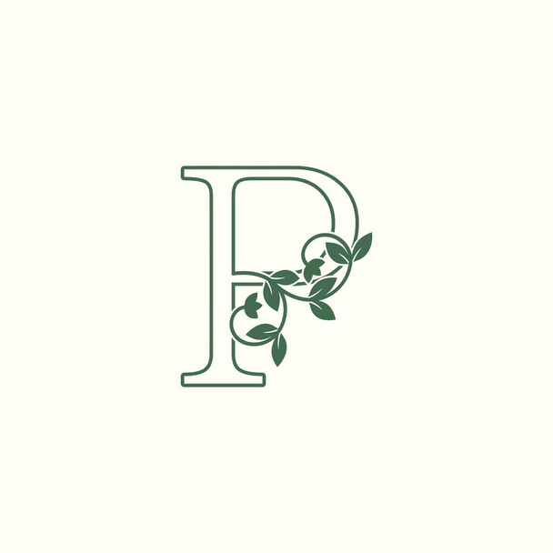 Nature P letter icon, antique vector design Nature Floral Leaf Luxury concept for business
. - Вектор,изображение