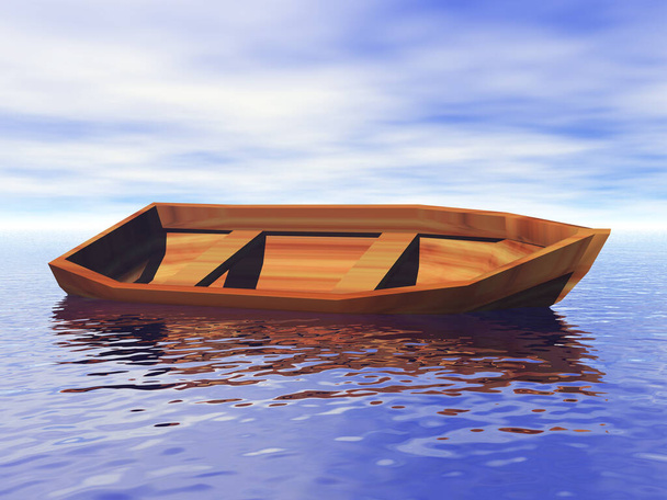 old rowboat floats in the water - Photo, Image