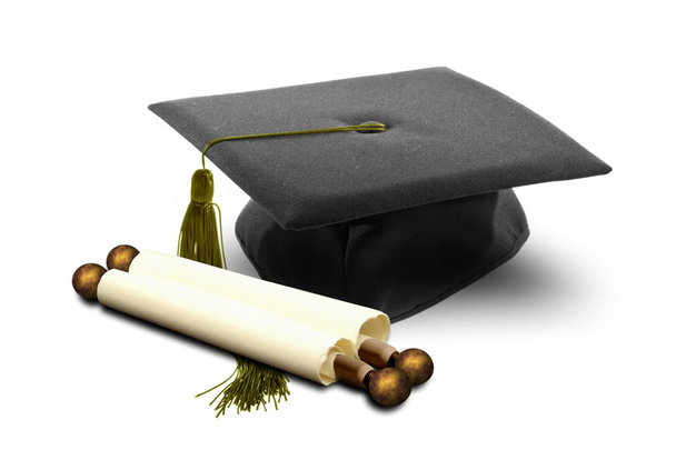 卒業帽子とスクロール - 写真・画像
