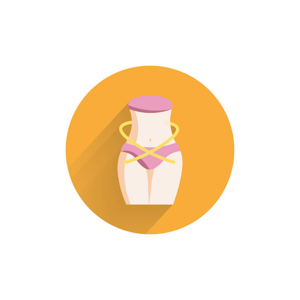 Slimming Belly Icon with Measuring Tape colorful flat icon with long shadow. Slimming Belly flat icon - Vector, Image