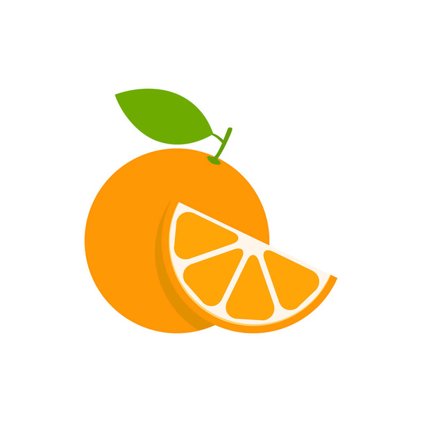 Orange set vector icon illustration isolated on white. Fruit citrus with pieces or slices.  - Vector, Image