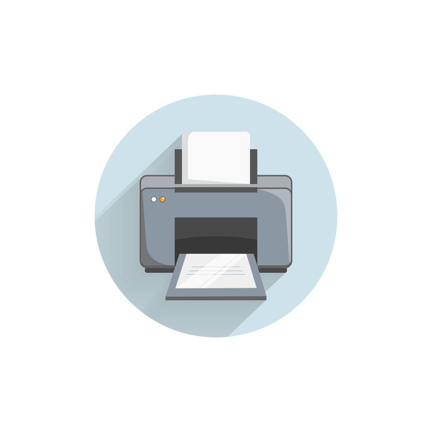 цветной плоский значок принтера с длинной тенью. Print flat icon
 - Вектор,изображение