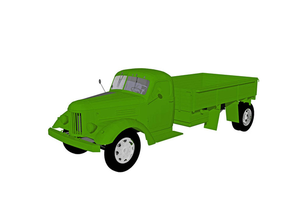 régimódi zöld teherautó rakodófelülettel - Fotó, kép