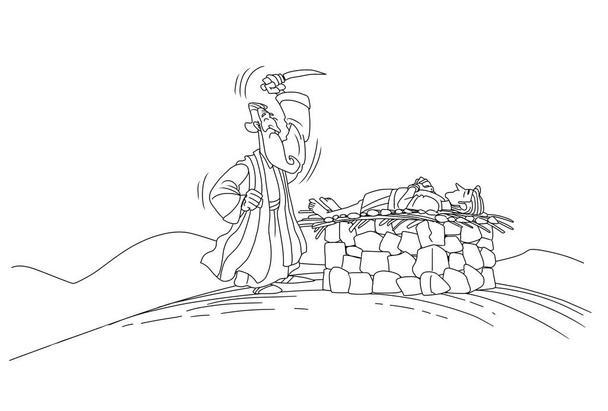 Авраам жертвує своїм сином Ісаком на горі. - Фото, зображення