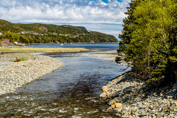 Veel kreken vinden hun weg naar de oceaan. Route 450, Newfoundland, Canada - Foto, afbeelding