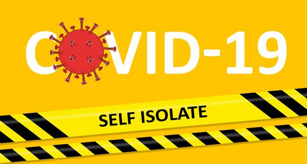 Selbst isolieren Covid-19 mit Virus Illustration - Foto, Bild