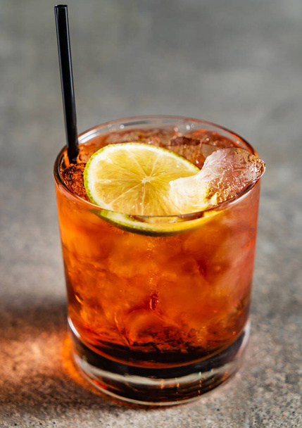 tasty alcoholic old fashioned cocktail in the bar - Фото, зображення