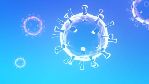 koronavírus háttér kék, egy izzó koronavírus - Fotó, kép