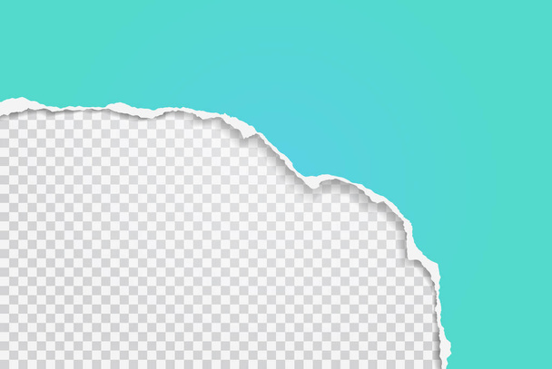 Un pedazo de papel turquesa rasgado y desgarrado con una sombra suave está sobre un fondo blanco cuadrado para el texto. Ilustración vectorial
 - Vector, Imagen