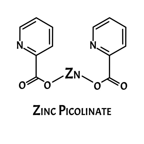 Zinc picolinate molecular chemical formula. Zinc infographics. Vector illustration on isolated background. - Vector, Image