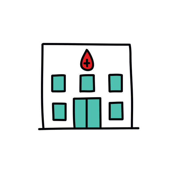 ikona stacji transfuzji krwi doodle, ilustracja koloru wektor - Wektor, obraz