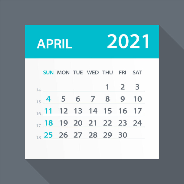 April 2021 Calendar Leaf - Illustration. Vector graphic page - Vektori, kuva
