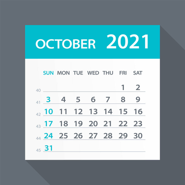 October 2021 Calendar Leaf - Illustration. Vector graphic page - Vector, Image