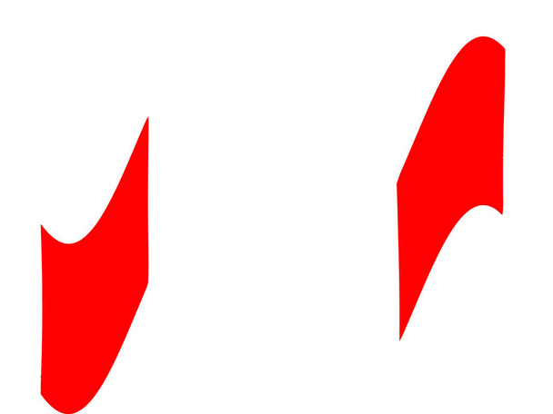 Pedaços de fita curva vermelha isolados em um fundo branco. Banner de papel curvo branco vermelho abstrato para o seu design
.                                                             - Foto, Imagem
