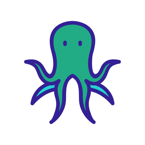 ahtapot deniz ürünleri hayvan ikonu taşıyıcısı. Ahtapot deniz ürünleri hayvan işareti. renk sembolü çizimi - Vektör, Görsel