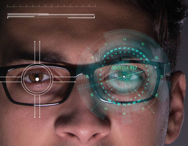 Concept of sensor implanted into human eye - Foto, Imagen