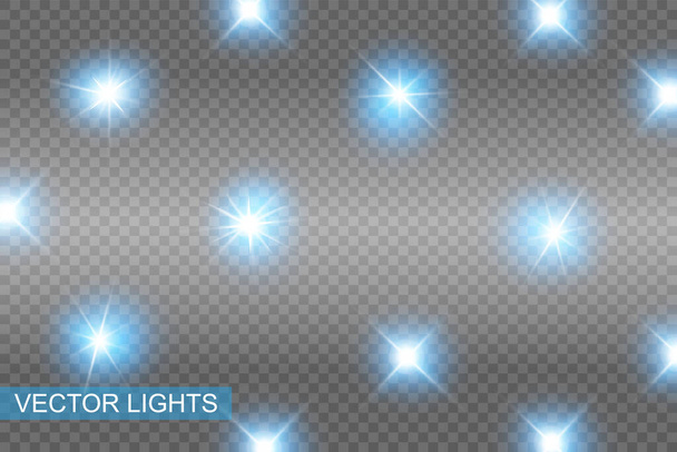 Ensemble d'effets de lumière vectorielle au néon. La lumière bleue éclaire .Bright Star. Effets de lumière torche ligne spéciale pour la conception et la décoration. Fond bleu
. - Vecteur, image