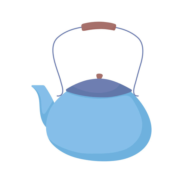 azul cafeteira café ou chá ícone isolado fundo branco
 - Vetor, Imagem