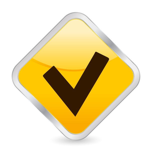 Check symbol yellow square icon - Wektor, obraz