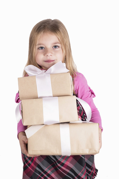 Little girl with a gift - Foto, Imagem