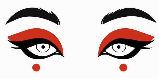 bonito bonito feminino olhos desenhos animados estilo no japão maquiagem
 - Vetor, Imagem
