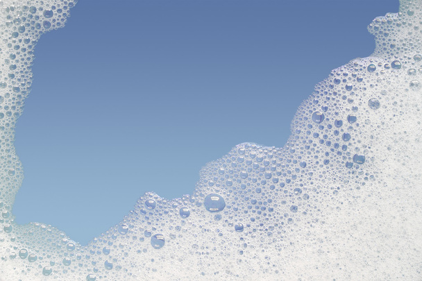 Fronteira de espuma de espuma de espuma em água azul
. - Foto, Imagem