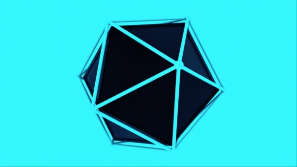 Platonisch in einem Gitter, 3D-Darstellung geometrischer Form. Computergeneriertes Ikosaeder. Hintergrund der technologischen Symmetrie - Filmmaterial, Video