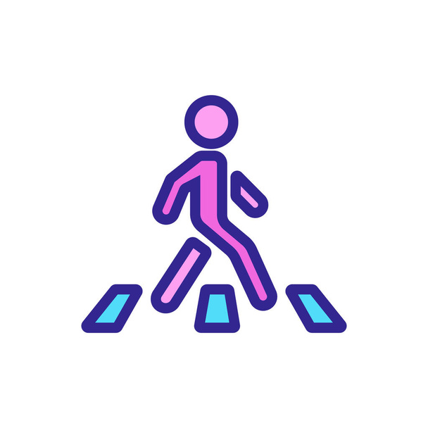 движущийся человек на векторе пешеходного перехода. движущийся человек на пешеходном переходе. цветные символы - Вектор,изображение