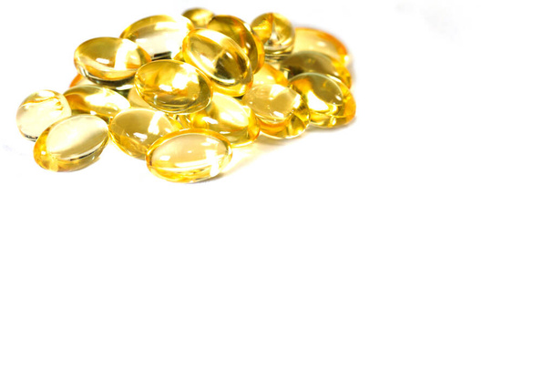 Fish oil supplement capsule isolated on white background - Photo, Image