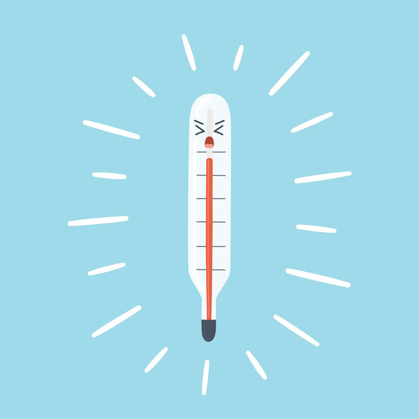 The burning medical thermometer as symbol fever and high temperature. Vector - Vetor, Imagem