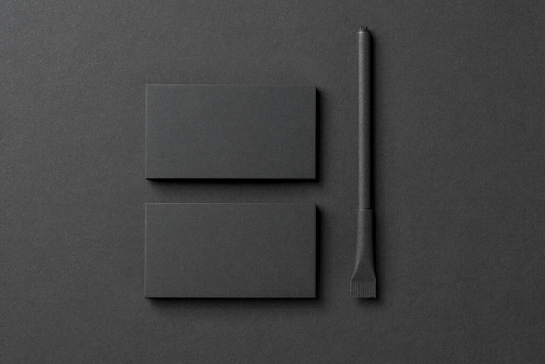 cartões de visita pretos, modelo de identidade corporativa em branco
 - Foto, Imagem
