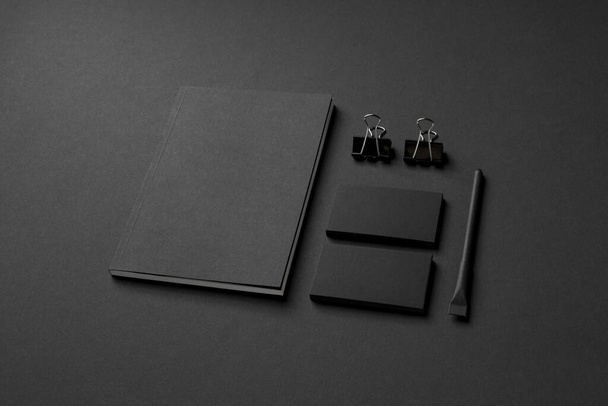 black corporate identity, mockup to be completed by graphic desi - Photo, Image