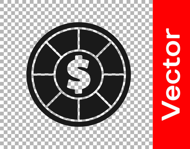 Black Casino chipek ikon elszigetelt átlátszó háttérrel. Kaszinó. Vektorillusztráció - Vektor, kép
