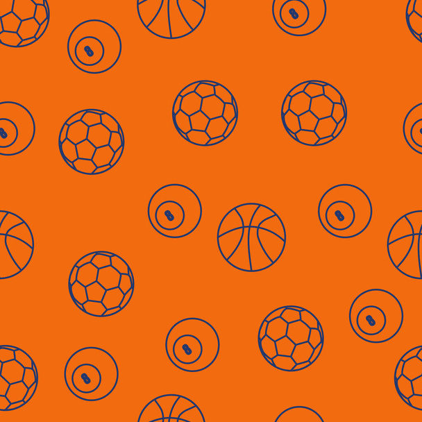 Padrão sem costura esportes com bolas, em um fundo colorido. Antecedentes para esportes e jogos esportivos, ilustração vetorial
 - Vetor, Imagem