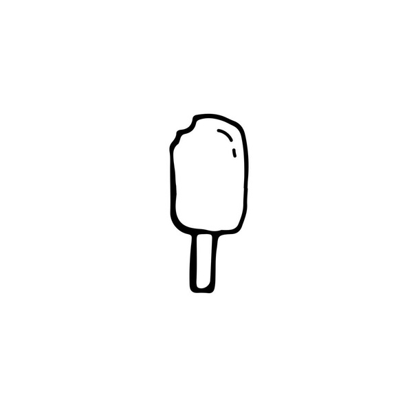 Gelado gelado, bolas numa chávena de waffles. Diversão de verão de delicioso sorvete. Isole em um fundo branco. Imagem vetorial em estilo doodle. Elementos para design
 - Vetor, Imagem