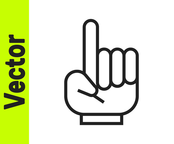 Linha preta Número 1 uma luva de mão ventilador com dedo levantado ícone isolado no fundo branco. Símbolo de apoio de equipa em competições. Ilustração vetorial
 - Vetor, Imagem