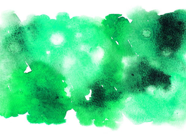 Hand painted watercolor green texture, abstract hand made background. - Foto, Imagen