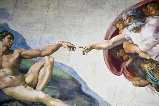 Rome Italië 08 maart schepping van Adam door Michelangelo - Foto, afbeelding