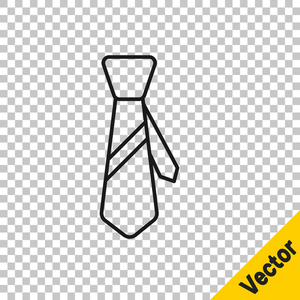 Black line Tie icon isolated on transparent background. Necktie and neckcloth symbol.  Vector Illustration - Vector, Image