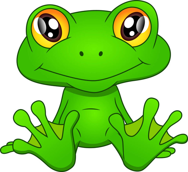 Green frog cartoon on white background - Vector, Image