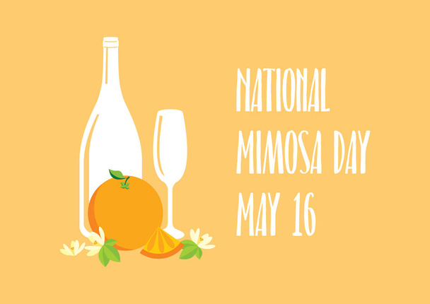 Национальный вектор Дня Мимозы. Бокалы шампанского с вектором оранжевых икон. Векторная иллюстрация мимозы. Смешанный напиток с апельсиновым соком. Плакат Дня Мимозы, 16 мая. Важный день
 - Вектор,изображение